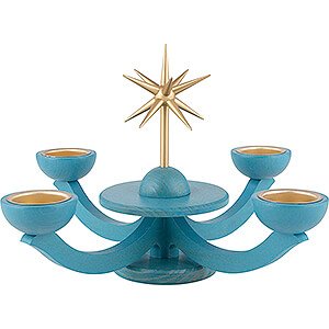 Lichterwelt Adventsleuchter Adventsleuchter blau, mit Teelichthalter ohne Engel 31x31 cm