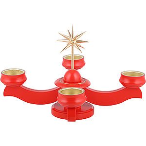 Lichterwelt Adventsleuchter Adventsleuchter mit Weihnachtsstern rot - 19 cm