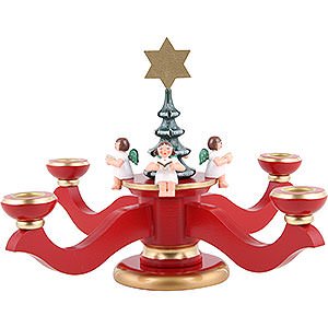Lichterwelt Kerzenhalter Engel Adventsleuchter rot - 20,0 cm