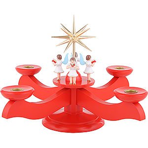 Lichterwelt Kerzenhalter Engel Adventsleuchter rot - 29x29x26 cm