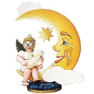 Angels Angels - white (Hubrig) Angel Boy with Moon and Sheep - 10 cm / 4 inch