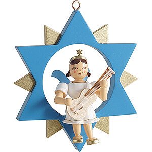 Tree ornaments All tree ornaments Angel Short Skirt with Guitar in Star - Colored - 9 cm / 3.5 inch