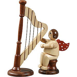 Angels Orchestra (Ellmann) Angel Sitting with Harp, Natural - 6,5 cm / 2.6 inch