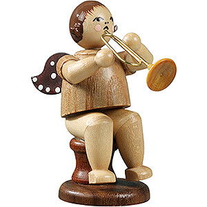 Angels Orchestra (Ellmann) Angel Sitting with Jazz Trumpet, Natural - 6,5 cm / 2.6 inch