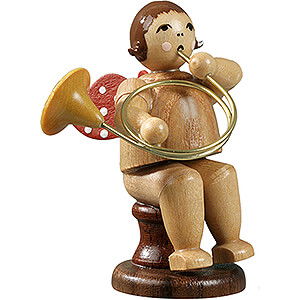 Angels Orchestra (Ellmann) Angel Sitting with Parforce Horn, Natural - 6,5 cm / 2.6 inch