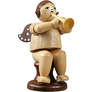 Angels Orchestra (Ellmann) Angel Sitting with Trumpet, Natural - 6,5 cm / 2.6 inch