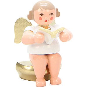 Angels Orchestra white & gold (Ulbricht) Angel White/Gold Sitting with Book - 5,5 cm / 2 inch
