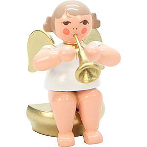 Angels Orchestra white & gold (Ulbricht) Angel White/Gold Sitting with Fanfare - 5,5 cm / 2 inch