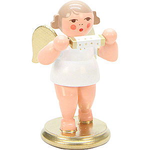 Angels Orchestra white & gold (Ulbricht) Angel White/Gold with Harmonica - 6,0 cm / 2 inch