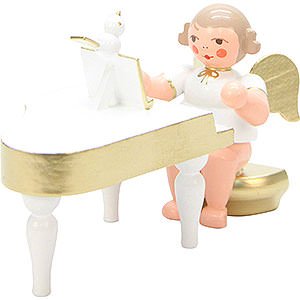 Angels Orchestra white & gold (Ulbricht) Angel White/Gold with Piano - 6,0 cm / 2 inch