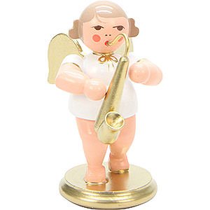 Angels Orchestra white & gold (Ulbricht) Angel White/Gold with Saxophone - 6,0 cm / 2 inch