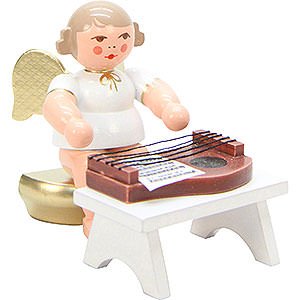 Angels Orchestra white & gold (Ulbricht) Angel White/Gold with Zither - 6,0 cm / 2 inch