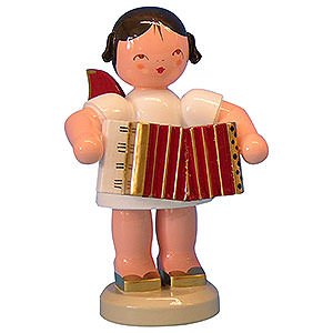 Angels Angels - red wings - large Angel with Accordion - Red Wings - Standing - 9,5 cm / 3,7 inch