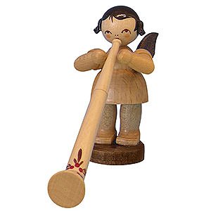 Angels Angels - natural - small Angel with Alphorn - Natural Colors - Standing - 6 cm / 2,3 inch