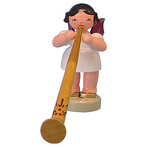 Angels Angels - red wings - small Angel with Alphorn - Red Wings - Standing - 6 cm / 2,3 inch
