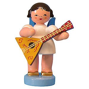 Angels Angels - blue wings - small Angel with Balalaika - Blue Wings - Standing - 6 cm / 2,3 inch