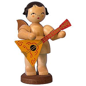 Angels Angels - natural - large Angel with Balalaika - Natural Colors - Standing - 9,5 cm / 3,7 inch