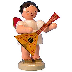 Angels Angels - red wings - large Angel with Balalaika - Red Wings - Standing - 9,5 cm / 3,7 inch