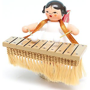 Angels Angels - red wings - small Angel with Bass Xylophone - Red Wings - Standing - 6 cm / 2.4 inch