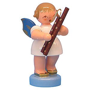Angels Angels - blue wings - small Angel with Bassoon - Blue Wings - Standing - 6 cm / 2,3 inch