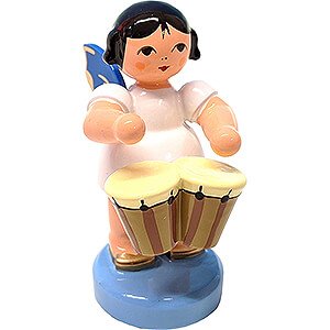 Angels Angels - blue wings - small Angel with Bongo Drums - Blue Wings - 6 cm / 2.4 inch