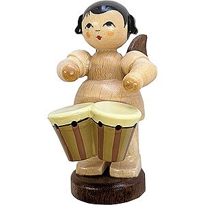Angels Angels - natural - small Angel with Bongo Drums - Natural Colors - 6 cm / 2.4 inch