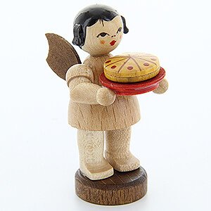 Angels Angels - natural - small Angel with Cake - Natural Colors - Standing - 6 cm / 2.4 inch