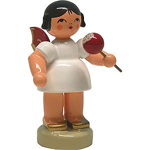 Angels Angels - red wings - small Angel with Candied Apple - Red Wings - Standing - 6 cm / 2.4 inch