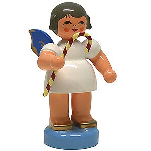 Angels Angels - blue wings - small Angel with Candy Cane - Blue Wings - Standing - 6 cm / 2.4 inch