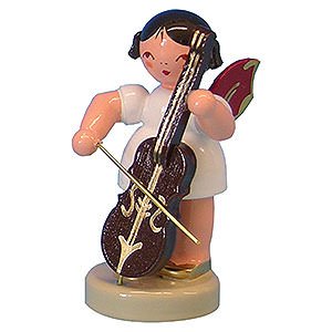 Angels Angels - red wings - small Angel with Cello - Red Wings - Standing - 6 cm / 2,3 inch