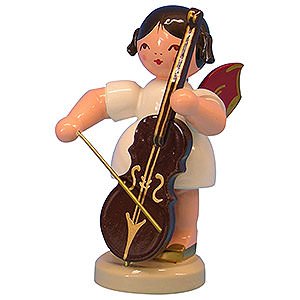 Angels Angels - red wings - large Angel with Cello - Red Wings - Standing - 9,5 cm / 3,7 inch
