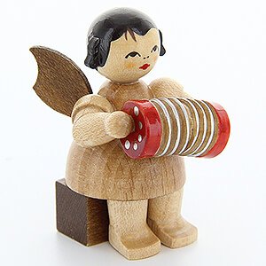 Angels Angels - natural - small Angel with Concertina - Natural Colors - Sitting - 5 cm / 2 inch