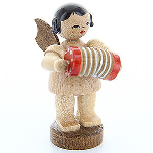 Angels Angels - natural - small Angel with Concertina - Natural Colors - Standing - 6 cm / 2.4 inch