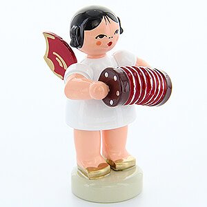 Angels Angels - red wings - small Angel with Concertina - Red Wings - Standing - 6 cm / 2.4 inch