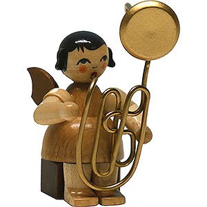 Angels Angels - natural - large Angel with Contrabass Trombone - Natural - Sitting - 6 cm / 2.4 inch