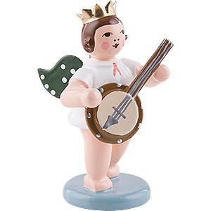 Angels Orchestra with crown (Ellmann) Angel with Crown and Banjo - 6,5 cm / 2.5 inch
