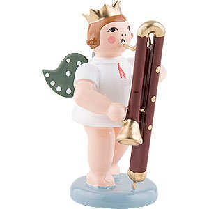 Angels Orchestra with crown (Ellmann) Angel with Crown and Contrabassoon - 6,5 cm / 2.5 inch