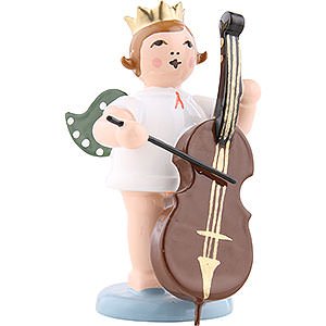 Angels Orchestra with crown (Ellmann) Angel with Crown and Double Bass - 6,5 cm / 2.5 inch