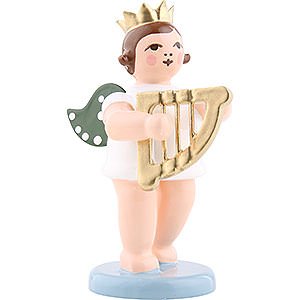Angels Orchestra with crown (Ellmann) Angel with Crown and Hand Harp - 6,5 cm / 2.5 inch