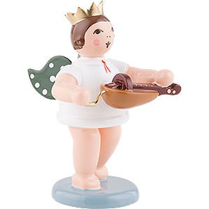 Angels Orchestra with crown (Ellmann) Angel with Crown and Hurdy-Gurdy - 6,5 cm / 2.5 inch