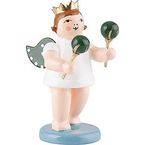 Angels Orchestra with crown (Ellmann) Angel with Crown and Maraca - 6,5 cm / 2.5 inch