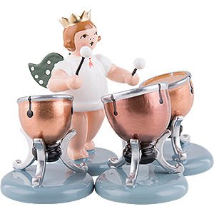 Angels Orchestra with crown (Ellmann) Angel with Crown and Three Timbals - 6,5 cm / 2.5 inch