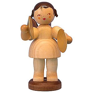 Angels Angels - natural - large Angel with Cymbal - Natural Colors - Standing - 9,5 cm / 3,7 inch