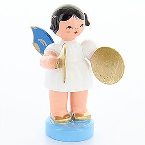 Angels Angels - blue wings - small Angel with Cymbals - Blue Wings - Standing - 6 cm / 2.4 inch