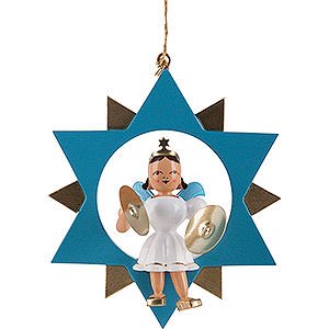 Angels Blank Novelties 2019 Angel with Cymbals in Star, Colored - 9,5 cm / 3.7 inch