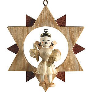 Angels Blank Novelties 2019 Angel with Cymbals in Star, Natural - 9,5 cm / 3.7 inch