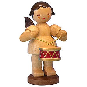Angels Angels - natural - large Angel with Drum - Natural Colors - Standing - 9,5 cm / 3,7 inch