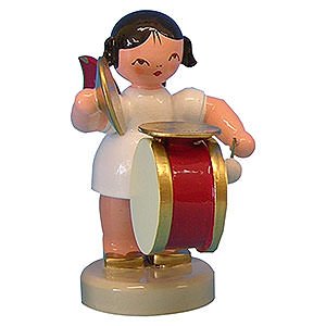 Angels Angels - red wings - small Angel with Drum and Cymbal - Red Wings - Standing - 6 cm / 2,3 inch