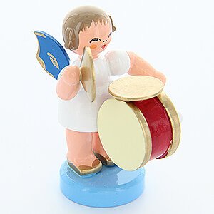 Angels Angels - blue wings - small Angel with Drum and Cymbals - Blue Wings - Standing - 6 cm / 2.4 inch