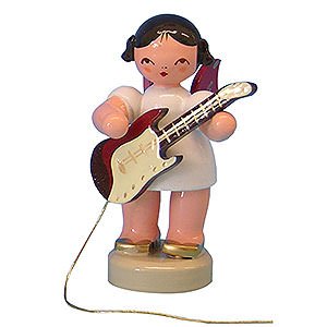 Angels Angels - red wings - small Angel with Electric Guitar - Red Wings - Standing - 6 cm / 2,3 inch